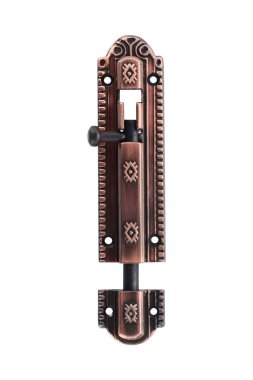 Bir bakır cıvata beyaza izole edilmiş..