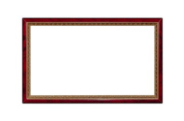 Koyu kırmızı ahşap çerçeve beyaz üzerine izole edilmiştir..