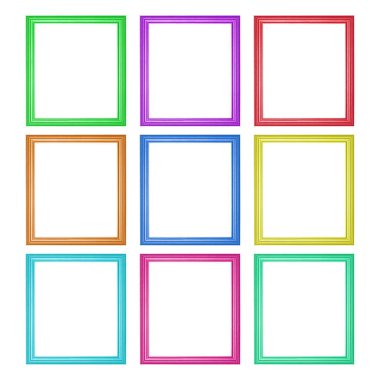 Beyaz üzerine izole edilmiş renkli ahşap çerçevelerdir..