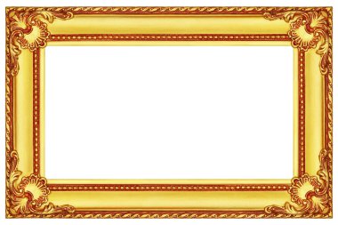 it is antique gold wooden frame isolated on white.