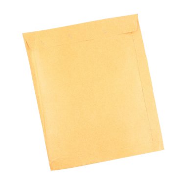 Beyaz üzerine izole edilmiş zımbalarla kapalı kahverengi bir zarftır..