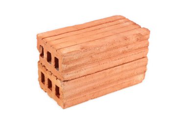 Yapım için iki tuğla, beyaz üzerine izole..