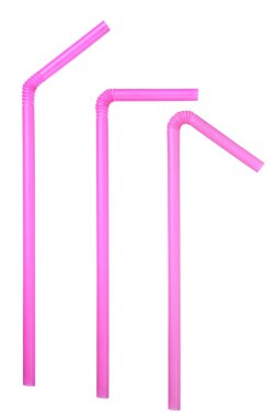 Beyaz üzerinde üç pembe pipet var..