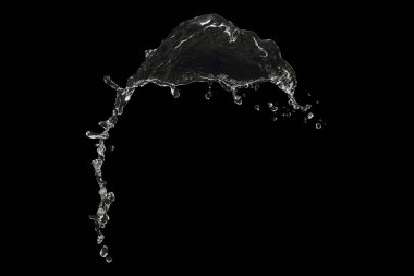 berrak su sıçraması siyah üzerine izole edilmiş..