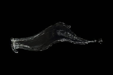 berrak su sıçraması siyah üzerine izole edilmiş..