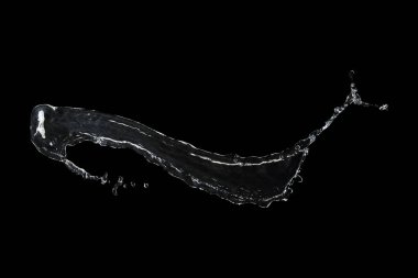 berrak su sıçraması siyah üzerine izole edilmiş..