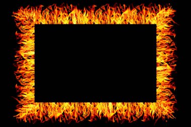 it is fire picture frame isolated on black.