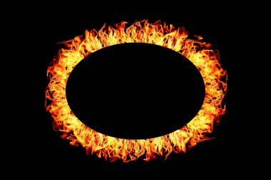 it is ellipse fire frame isolated on black.