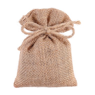 para çuvalı bez çanta beyaz üzerine izole.