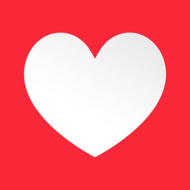 one white heart on red,paper cutting style.