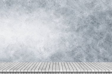 empty cement wall and wooden floor for design.