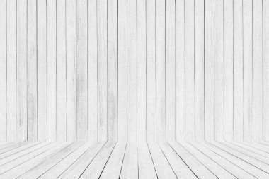 white wood floor and wall background.