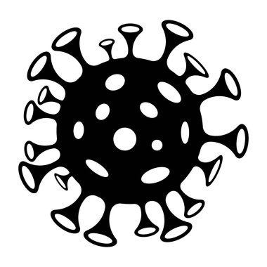 Bir siyah koronavirüs hücresi beyaza izole edilmiş..