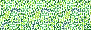 Desen ve arkaplan için yatay yeşil yapraklar pürüzsüz tasarım.