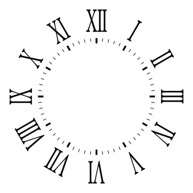 Beyaz üzerine izole edilmiş Romalı sayısı olan boş saat.