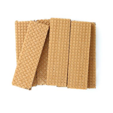 Beyaz arkaplanda bir yığın gofret.