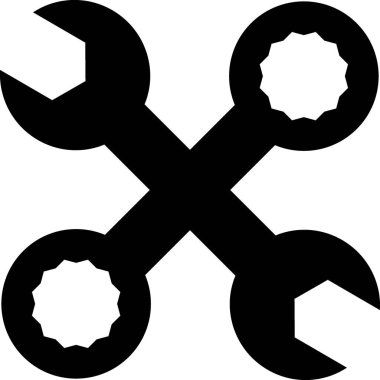 Beyaz üzerinde siyah haç anahtarı simgesi, vektör illüstrasyonu.