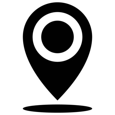 Beyaz, vektör illüstrasyonunda siyah konum imleci simgesinin düz tasarımı.