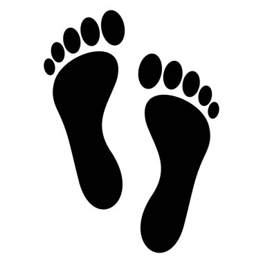 siyah sol ve sağ ayak izleri beyaza izole edilmiş..