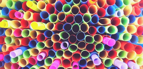 Close Pattern Colorful Straw Tube Sorting Background Selective Focus Center — Stock Photo, Image
