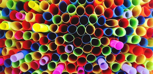 stock image Close up pattern of colorful straw or tube sorting for background with selective focus at Center photo. Art wallpaper and Texture of object.