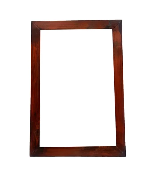 褐色的木制框架隔离在白色的背景上 带有剪切路径或作出选择 模型对象和木相框 — 图库照片