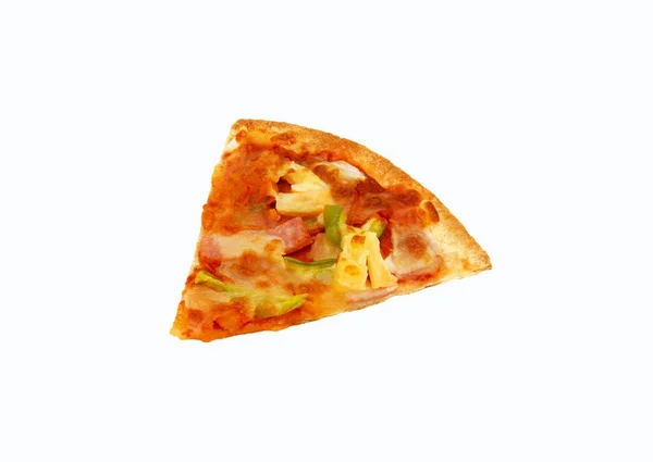 Stück Gemischte Deluxe Pizza Mit Ananas Schinken Champignons Großer Grüner — Stockfoto