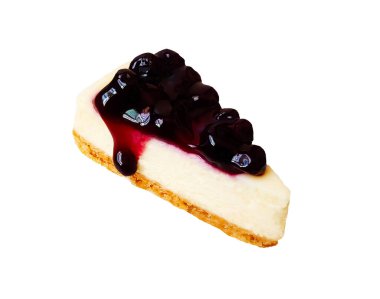 Beyaz arka planda izole edilmiş yabanmersinli cheesecake veya seçim yapmak. Lezzetli bir tatlı ve taze meyveli tatlı..