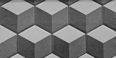 Gri ve siyah geometrik şekillerin kusursuz deseni duvar ya da arka plan. Gri döşeme.