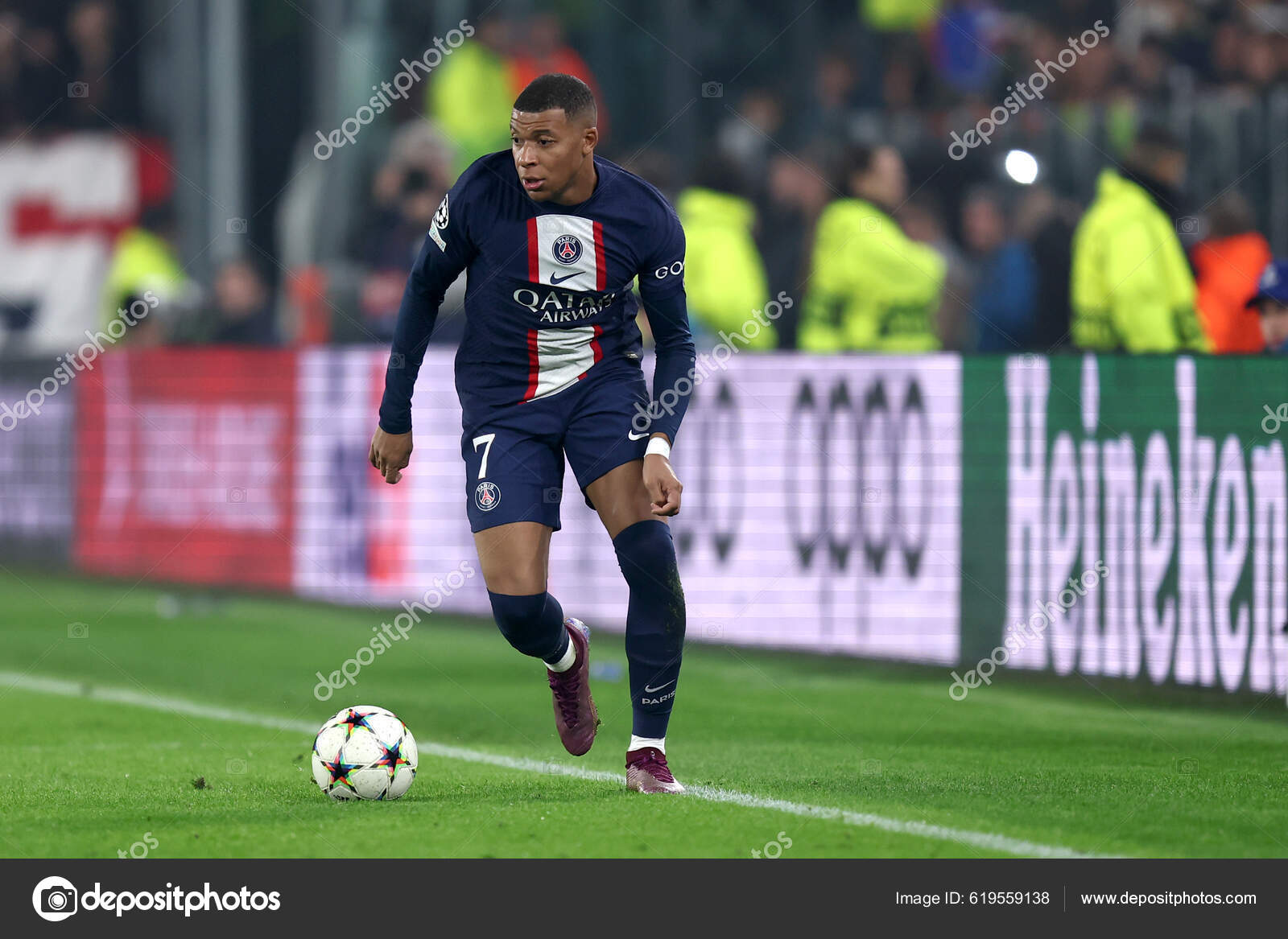 Kylian Mbappe Paris Saint Germain Durante Partido Uefa Champions League — Foto Editorial De 5416