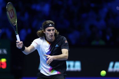 Stefanos Tsitsipas, İtalya 'nın Torino kentinde 13-20 Kasım 2022 tarihleri arasında Pala Alpitour' da düzenlenen Nitto ATP Dünya Turu Finalleri sırasında