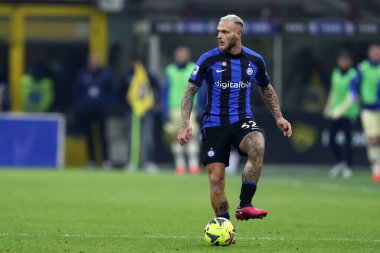 Federico Dimarco of Fc Internazionale during the  Serie A match beetween Fc Internazionale and Hellas Verona at Stadio Giuseppe Meazza on January 14, 2023 in Milan  Italy .