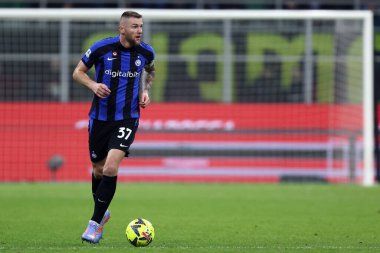 Milan Skriniar of Fc Internazionale during the  Serie A match beetween Fc Internazionale and Hellas Verona at Stadio Giuseppe Meazza on January 14, 2023 in Milan  Italy .