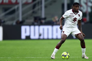 Wilfried Singo of Torino Fc during the Coppa Italia match beetween Ac Milan and Torino Fc at Stadio Giuseppe Meazza on January 11, 2023 in Milano, Italy .