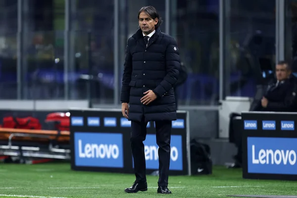stock image Simone Inzaghi, head coach of Fc Internazionale during the  Serie A match beetween Fc Internazionale and Hellas Verona at Stadio Giuseppe Meazza on January 14, 2023 in Milan  Italy .