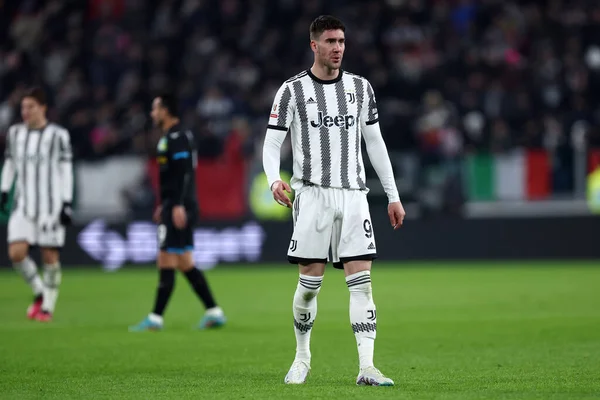 Torino, Italy. 2 February 2022 . Dusan Vlahovic of Juventus Fc  during the Coppa Italia quarter-final match between Juventus Fc and Ss Lazio.