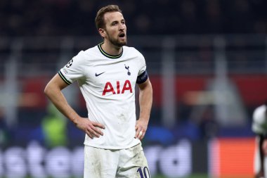 Harry Kane of Tottenham Hotspur Fc during the UEFA Champions League round of 16 first leg match between AC Milan and Tottenham Hotspur Fc at Giuseppe Meazza Stadium on February 14, 2023 in Milan, Italy.