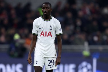 Pape Matar Sarr of Tottenham Hotspur Fc during the UEFA Champions League round of 16 first leg match between AC Milan and Tottenham Hotspur Fc at Giuseppe Meazza Stadium on February 14, 2023 in Milan, Italy.