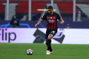 Malick Thiaw of Ac Milan during the UEFA Champions League round of 16 first leg match between AC Milan and Tottenham Hotspur Fc at Giuseppe Meazza Stadium on February 14, 2023 in Milan, Italy. clipart