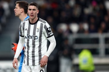 Dusan Vlahovic of Juventus Fc during the Serie A match beetween Juventus Fc and Torino Fc at Allianz Stadium on February 28, 2023 in Turin, Italy .