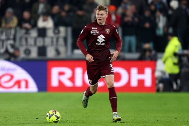 Perr Schuurs of Torino Fc during the Serie A match beetween Juventus Fc and Torino Fc at Allianz Stadium on February 28, 2023 in Turin, Italy . clipart