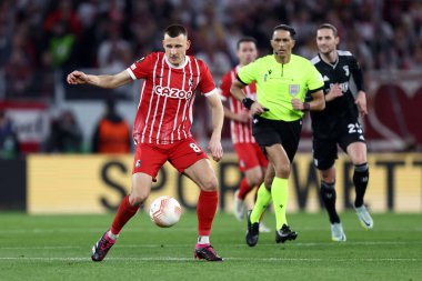 Sc Freiburg takımından Maximilian Eggestein, 16 Mart 2023 'te Almanya' nın Freiburg kentinde oynanan Uefa Avrupa Ligi Beetween Sc Freiburg ve Juventus Fc maçında .