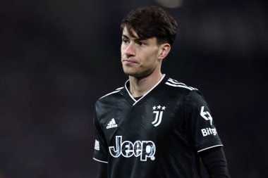 Uefa Avrupa Ligi Beetween Sc Freiburg ve Juventus Fc arasında oynanan maçta Juventus Fc 'li Matias Soule, 16 Mart 2023' te Freiburg, Almanya 'da Stade Europa-Park' ta .
