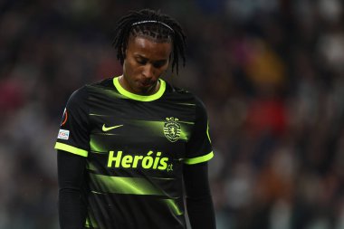 Uefa Avrupa Ligi çeyrek final karşılaşmasında Portekiz Spor Kulübü 'nden Yusuf Chermiti ile Portekiz Spor Kulübü arasında 13 Nisan 2023 tarihinde İtalya' nın Torino kentinde oynanan karşılaşma sırasında .