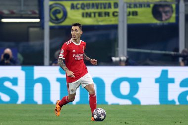 Alejandro Grimaldo of SL Benfica during the Uefa Champions League quarter-final second leg match between Fc Internazionale and Sl Benfica at Stadio Giuseppe Meazza on April 19, 2023 in Milano Italy . clipart