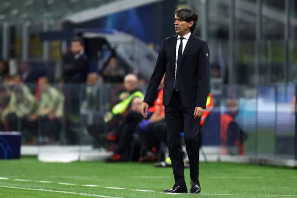 Simone Inzaghi Treinador Internazionale Durante Partida Das Quartas Final Liga — Fotografia de Stock