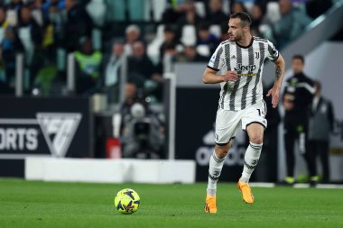 Federico Gatti of Juventus Fc during the Serie A match beetween Juventus Fc and Ssc Napoli  on April 23, 2023 in Turin, Italy . clipart