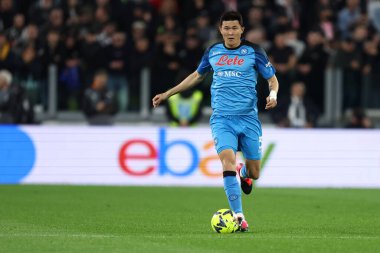23 Nisan 2023 'te İtalya' nın Torino kentinde oynanan Serie A maçında Juventus Fc ve Ssc Napoli arasında oynanan maçta Ssc Napoli 'den Kim Min-jae .