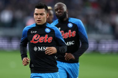 23 Nisan 2023 'te İtalya' nın Torino kentinde oynanan Serie A maçında Juventus Fc ve Ssc Napoli arasında oynanan karşılaşmada Ssc Napoli 'den Hirving Lozano .