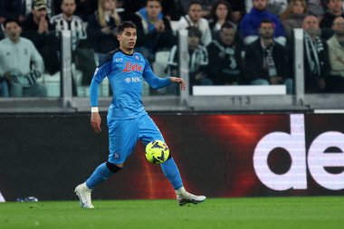 23 Nisan 2023 'te İtalya' nın Torino kentinde oynanan Serie A maçında Juventus Fc ve Ssc Napoli arasındaki maçta Ssc Napoli 'den Mathias Olivera .